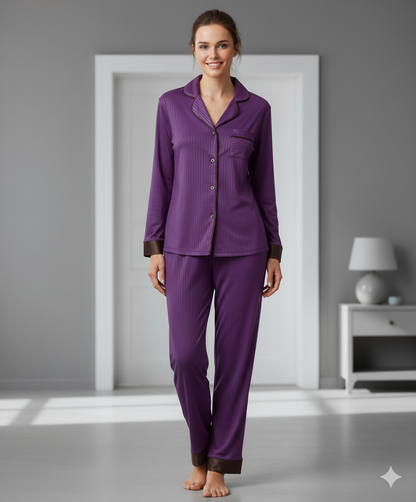 Digital Printed Button Down Night Suit - PNS-022