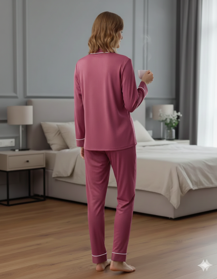 Digital Printed Button Down Night Suit - PNS-023