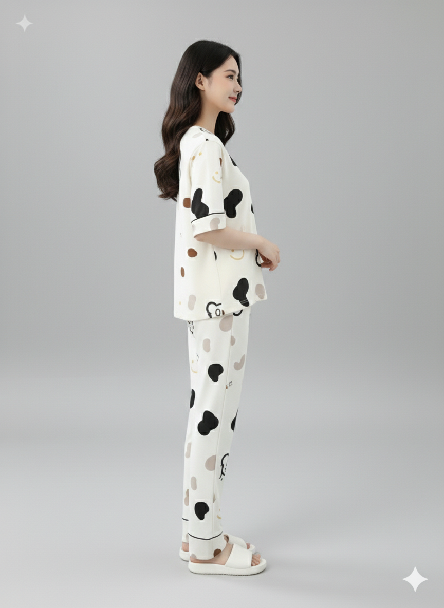 HAPPY DOODLES PRINTED NIGHT SUIT