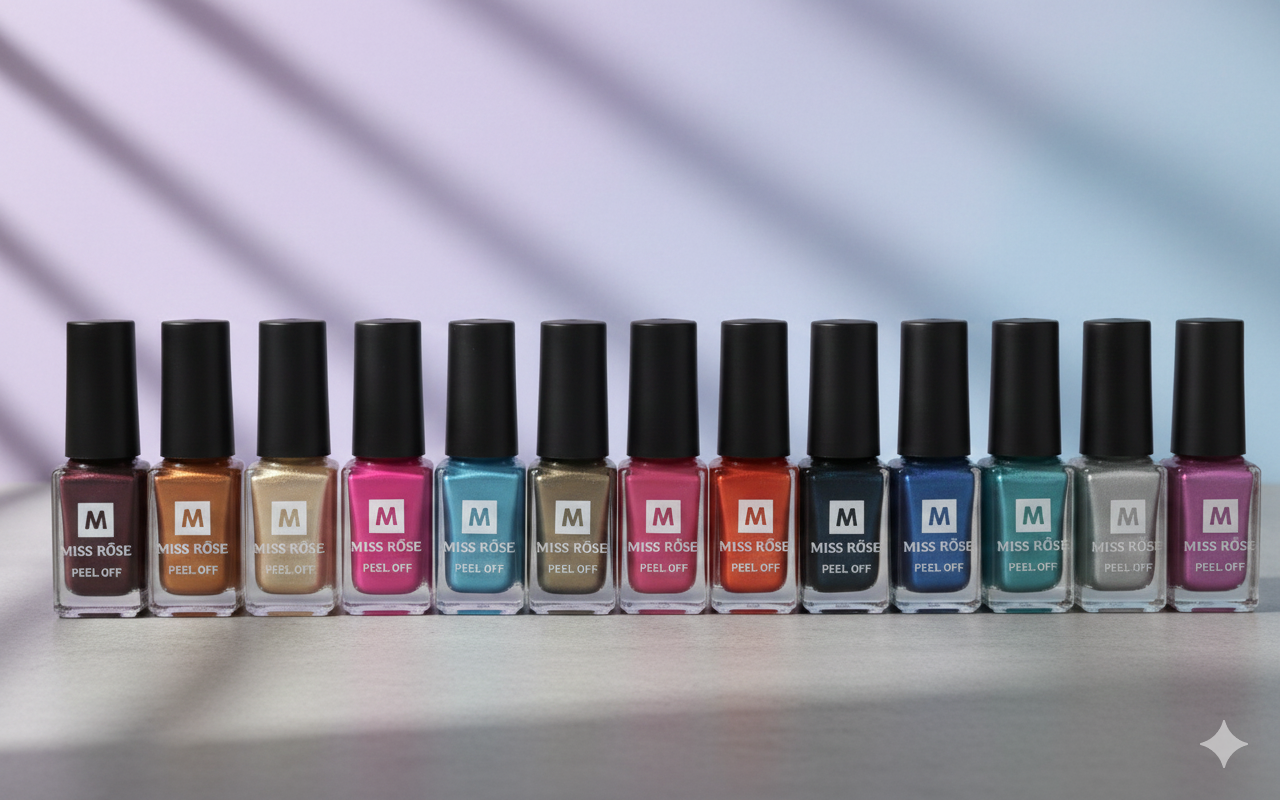 MISS ROSE NAIL POLISH PEEL OFF – 12 PCS SET