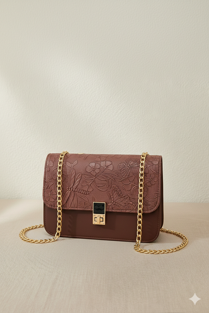 Floral Embossed Chain Bag