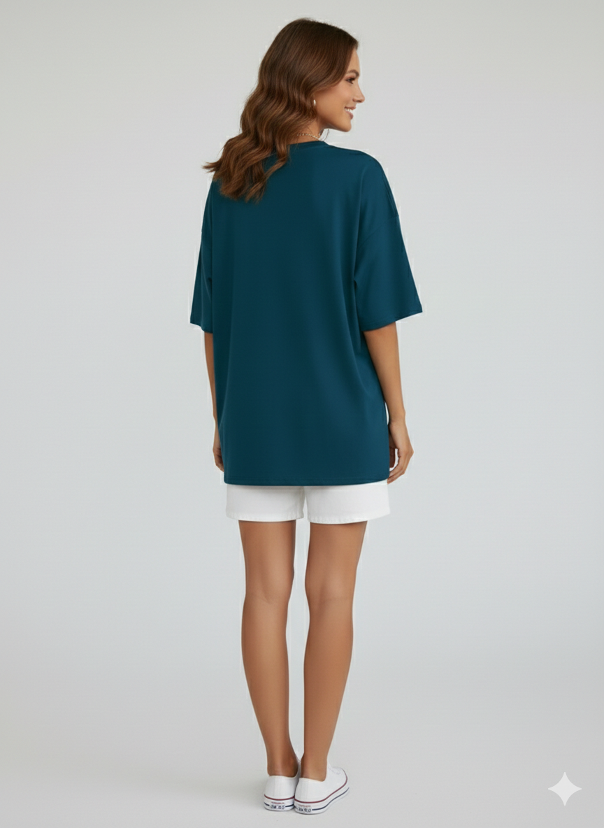 DROP SHOULDER T-SHIRT - PETROLEUM BLUE