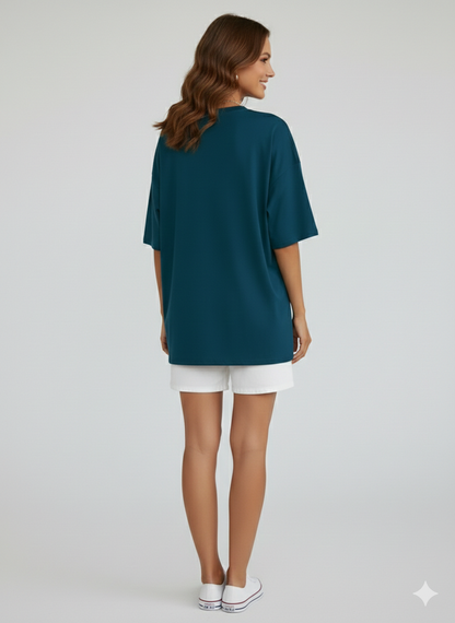 DROP SHOULDER T-SHIRT - PETROLEUM BLUE
