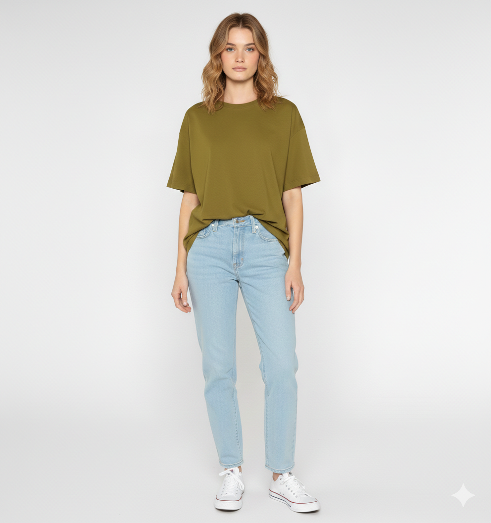 DROP SHOULDER T-SHIRT - OLIVE