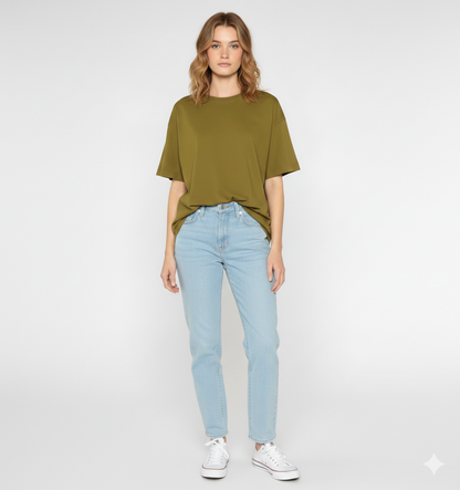 DROP SHOULDER T-SHIRT - OLIVE