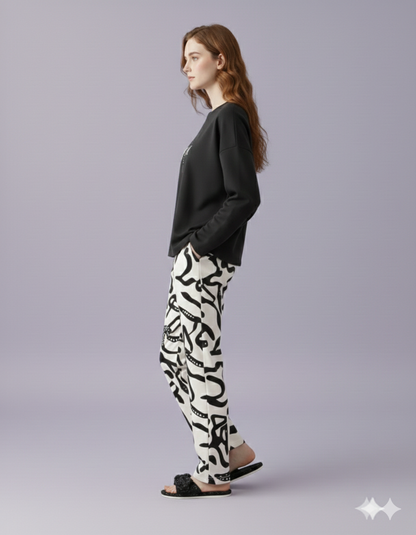 CLASSIC SCRIBBLE PRINTED NIGHT SUIT