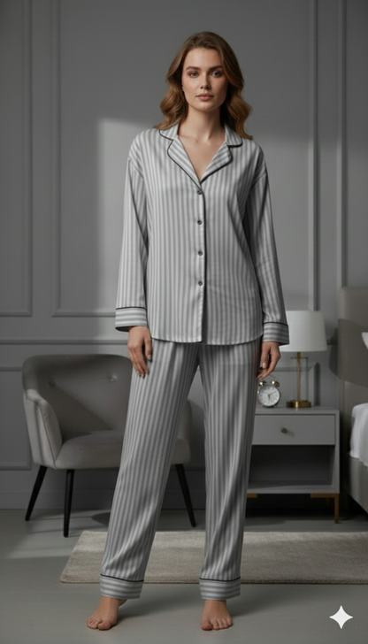 Digital Printed Button Down Night Suit - PNS-021