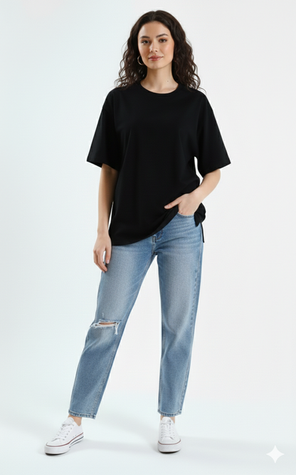 DROP SHOULDER T-SHIRT - BLACK