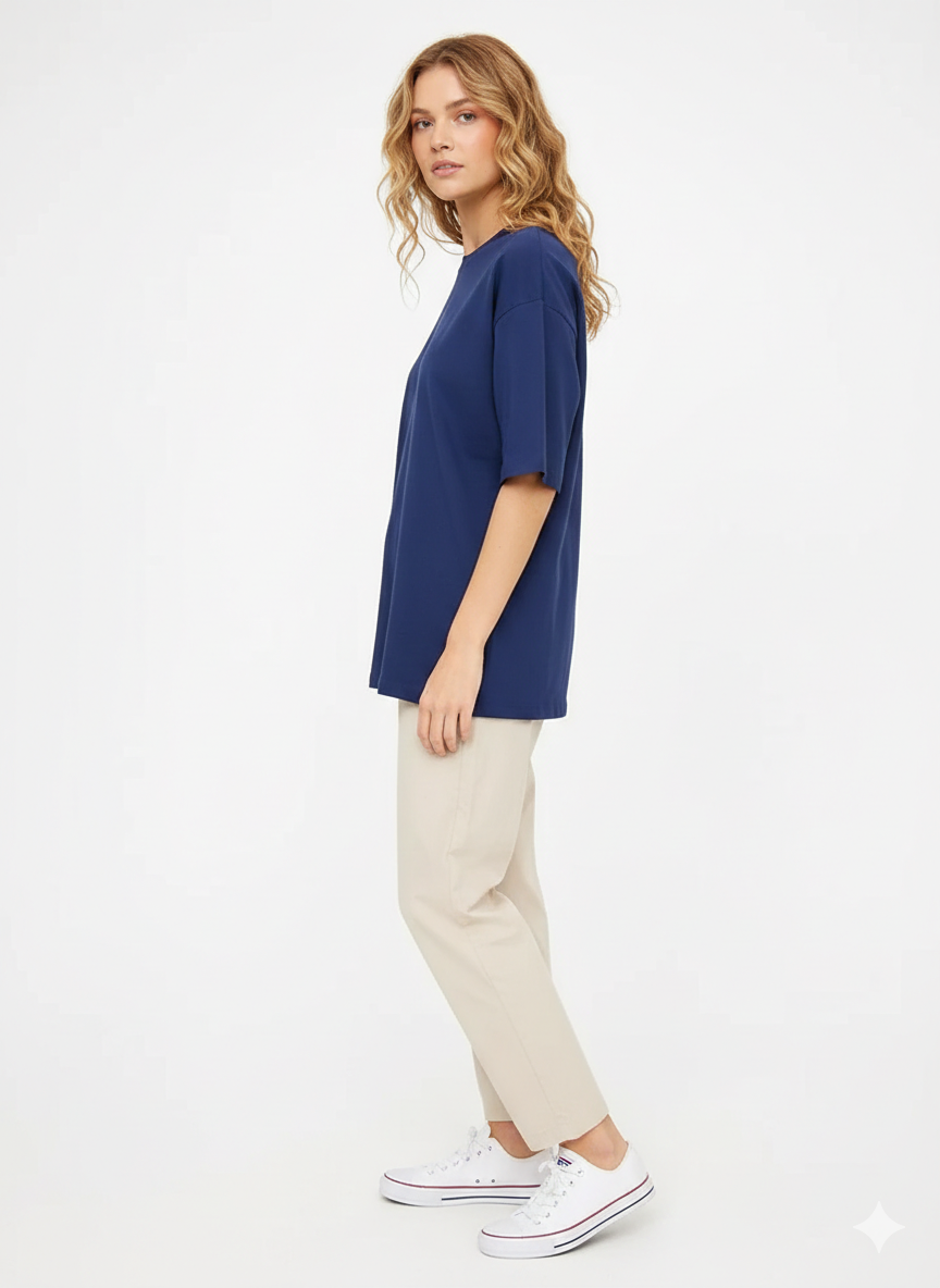DROP SHOULDER T-SHIRT - NAVYBLUE
