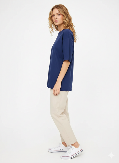 DROP SHOULDER T-SHIRT - NAVYBLUE