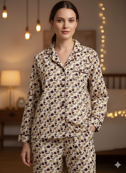 Digital Printed Button Down Night Suit - PNS-016