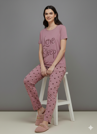 PINK LOVE SLEEP PRINTED NIGHT SUIT (Copy)