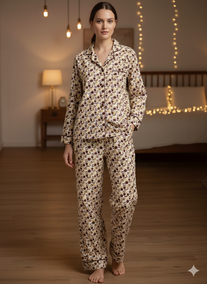 Digital Printed Button Down Night Suit - PNS-016