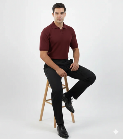 WAFFLE KNITTED POLO - MAROON