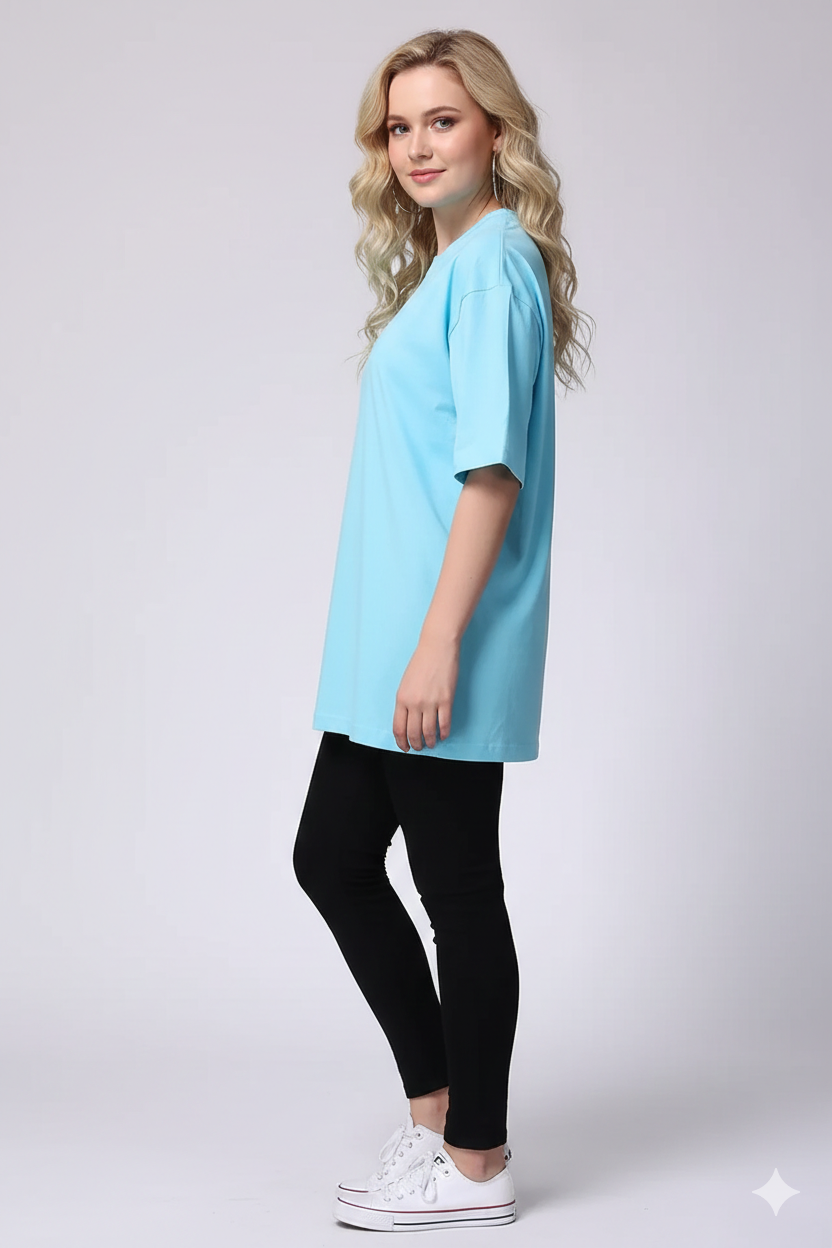 DROP SHOULDER T-SHIRT - SKYBLUE
