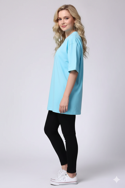 DROP SHOULDER T-SHIRT - SKYBLUE