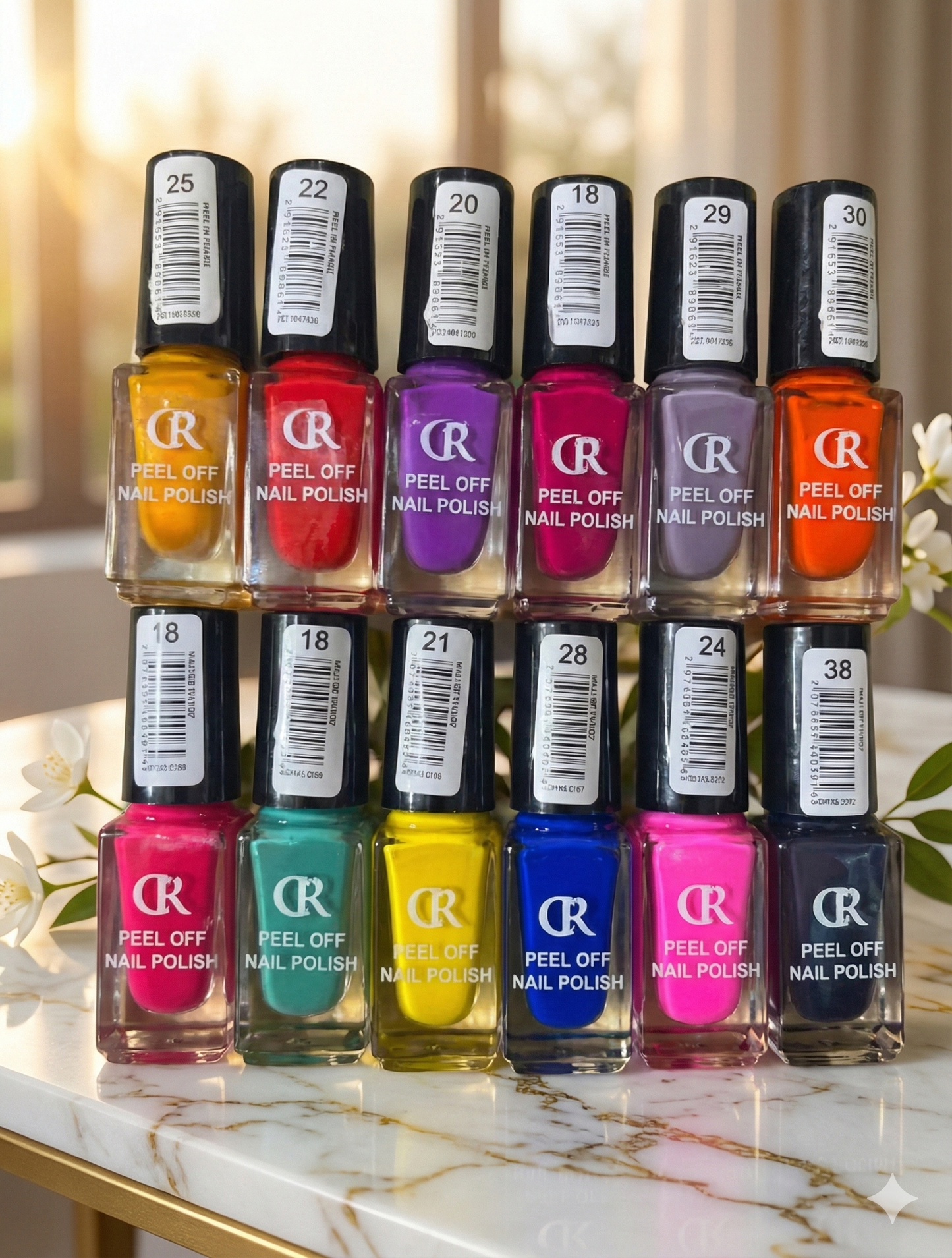 PEEL OFF NAIL POLISH( PACK OF 12)