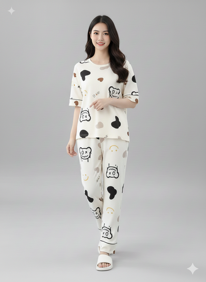 HAPPY DOODLES PRINTED NIGHT SUIT