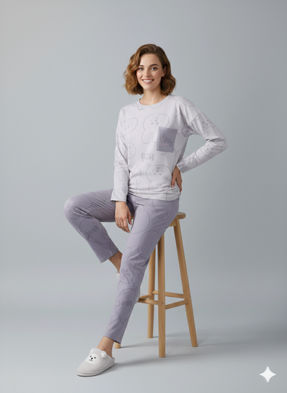 BEAR COZY PRINTED NIGHT SUIT