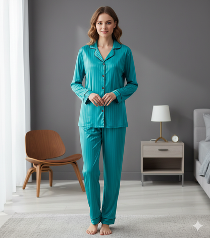 Digital Printed Button Down Night Suit - PNS-018