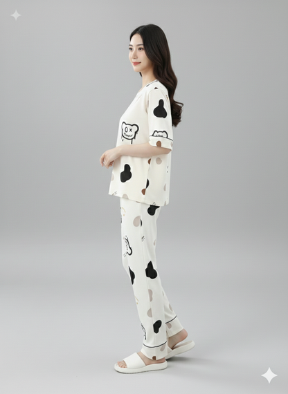 HAPPY DOODLES PRINTED NIGHT SUIT