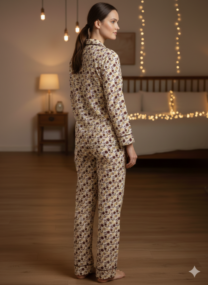 Digital Printed Button Down Night Suit - PNS-016