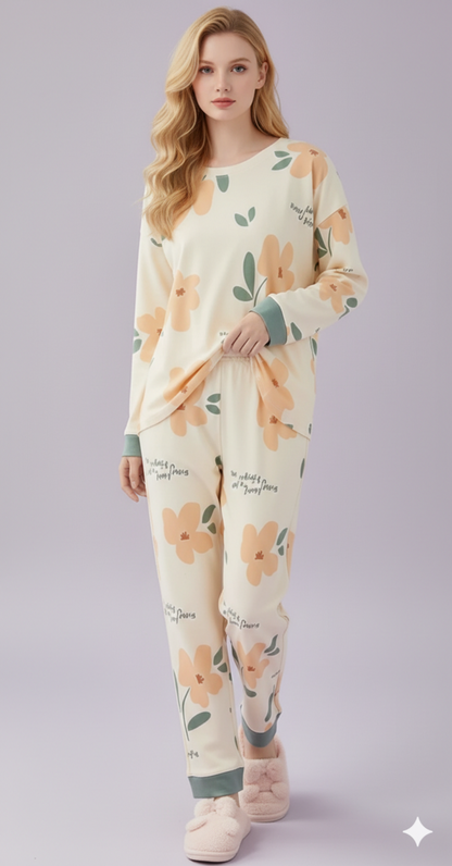 PEACH BLOSSOM PRINTED NIGHT SUIT