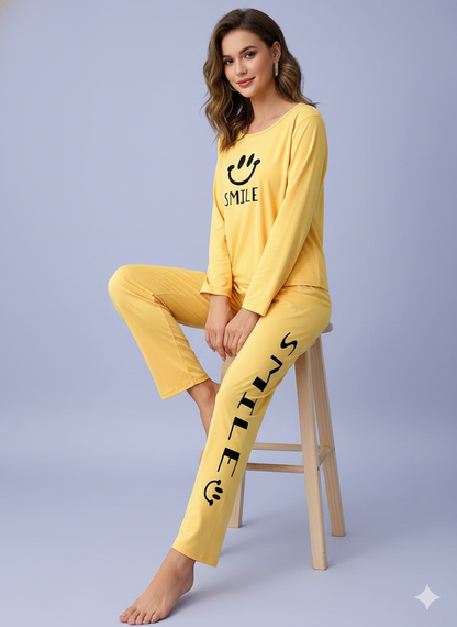 SUNNY SMILE PRINTED-YELLOW NIGHT SUIT