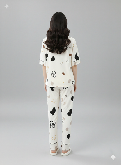 HAPPY DOODLES PRINTED NIGHT SUIT