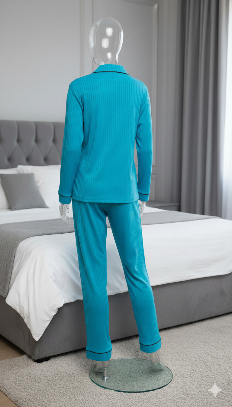 Digital Printed Button Down Night Suit - PNS-019