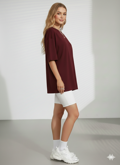 DROP SHOULDER T-SHIRT - MAROON