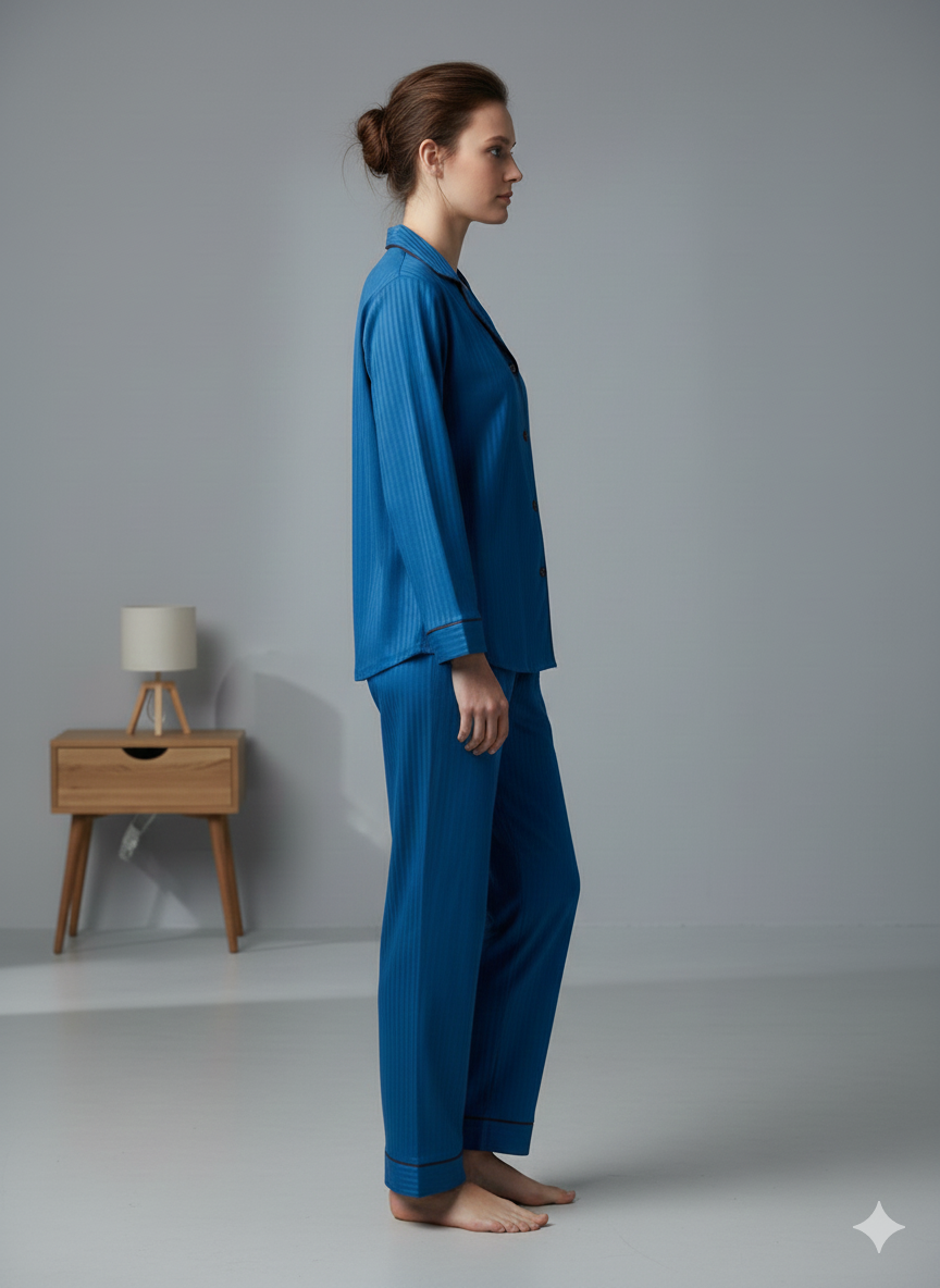 Digital Printed Button Down Night Suit - PNS-025