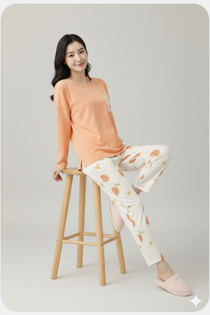 PEACH BLOSSOM BLISS PRINTED NIGHT SUIT