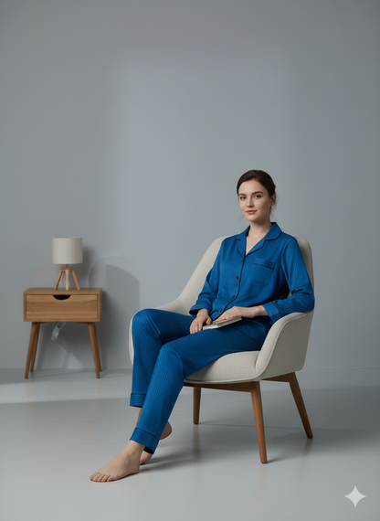 Digital Printed Button Down Night Suit - PNS-025