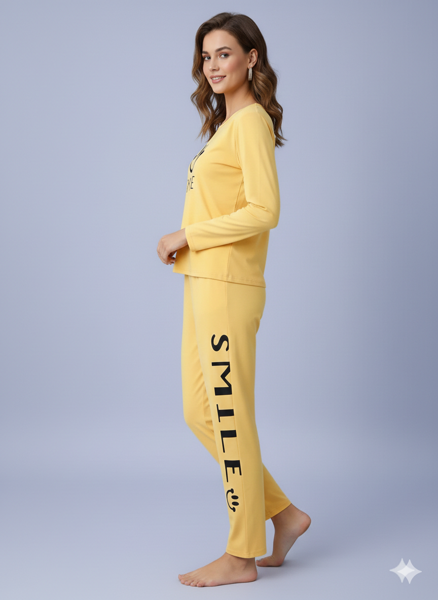 SUNNY SMILE PRINTED-YELLOW NIGHT SUIT