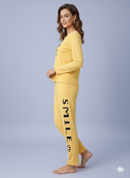 SUNNY SMILE PRINTED-YELLOW NIGHT SUIT