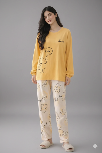 LOVE ME TEDDY PRINTED NIGHT SUIT