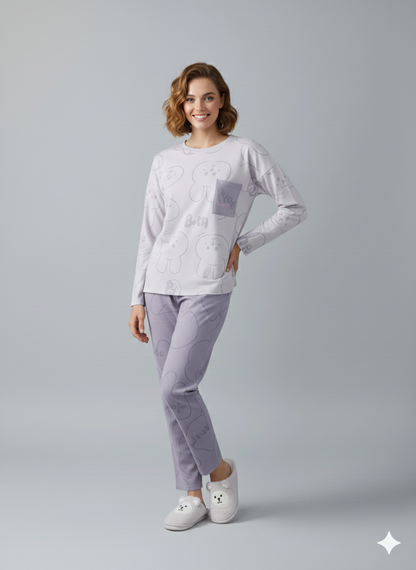 BEAR COZY PRINTED NIGHT SUIT