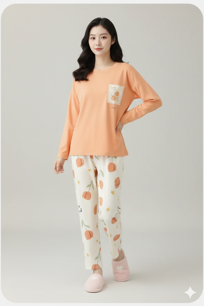 PEACH BLOSSOM BLISS PRINTED NIGHT SUIT