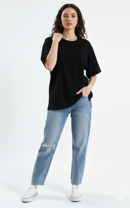 DROP SHOULDER T-SHIRT - BLACK