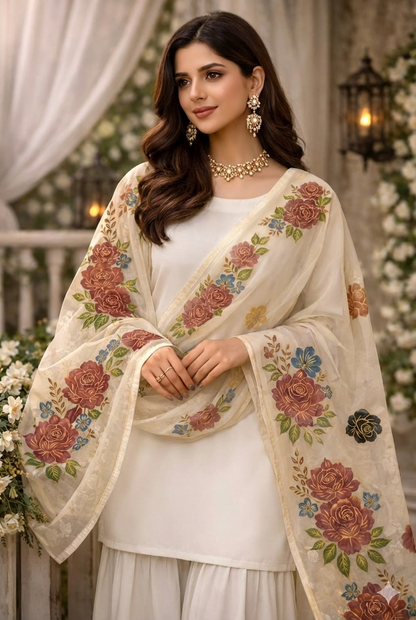Hand Painted Dupatta  - 001