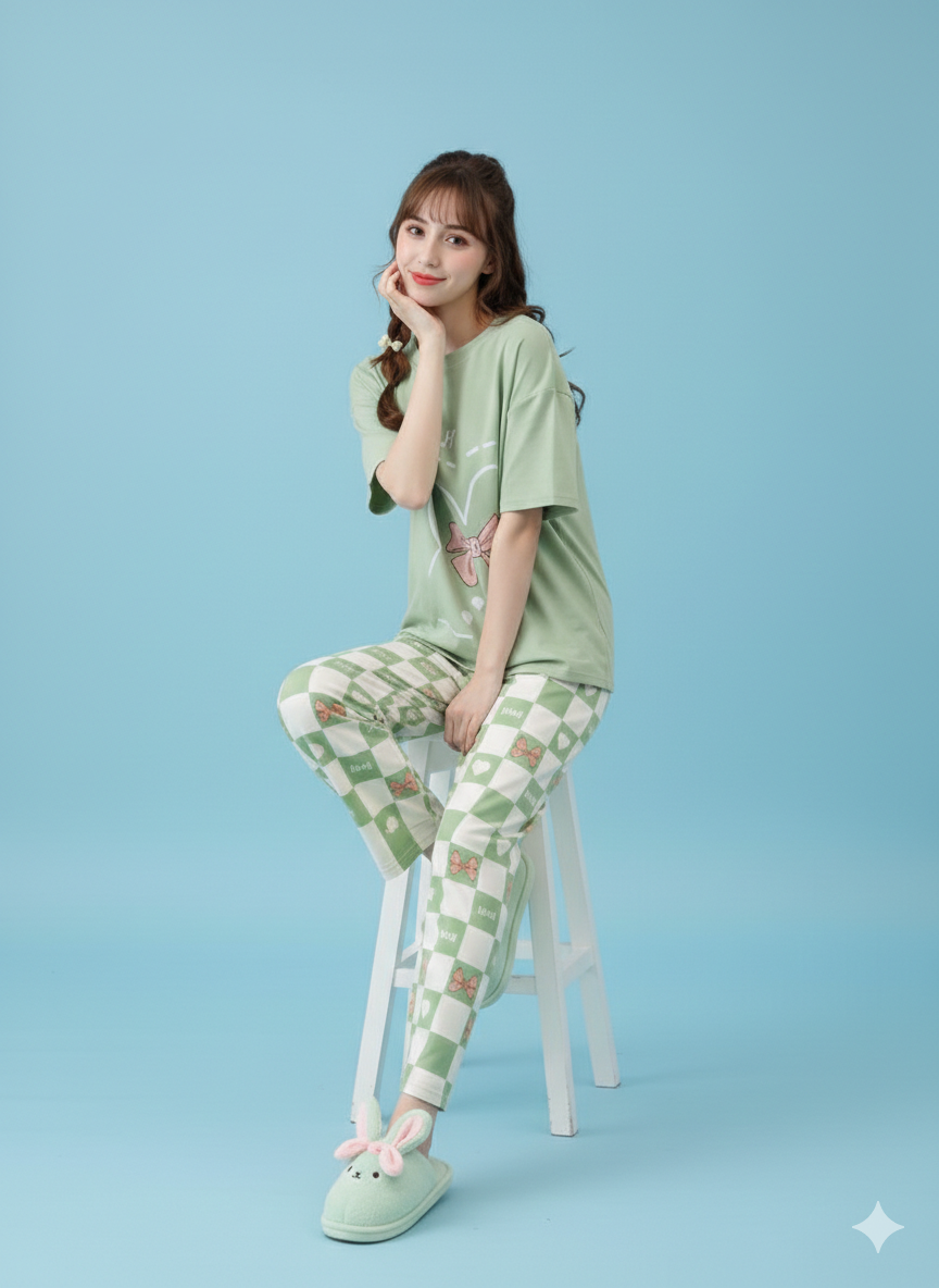 MINTY BUNNY DREAMS PRINTED NIGHT SUIT