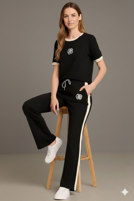 SOFT COTTON TRACKSUIT - BLACK FLOWER