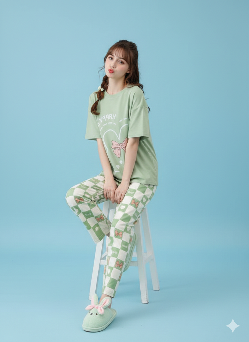 MINTY BUNNY DREAMS PRINTED NIGHT SUIT