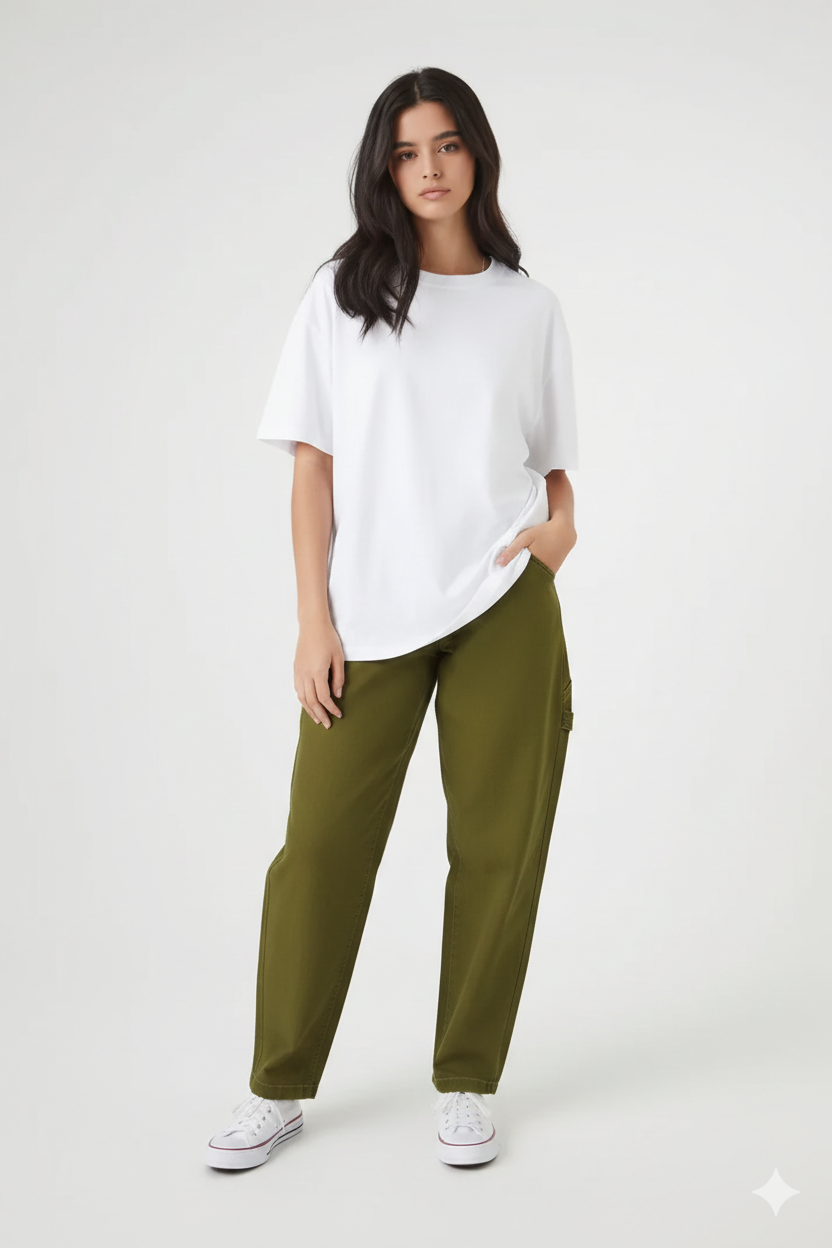 DROP SHOULDER T-SHIRT - WHITE