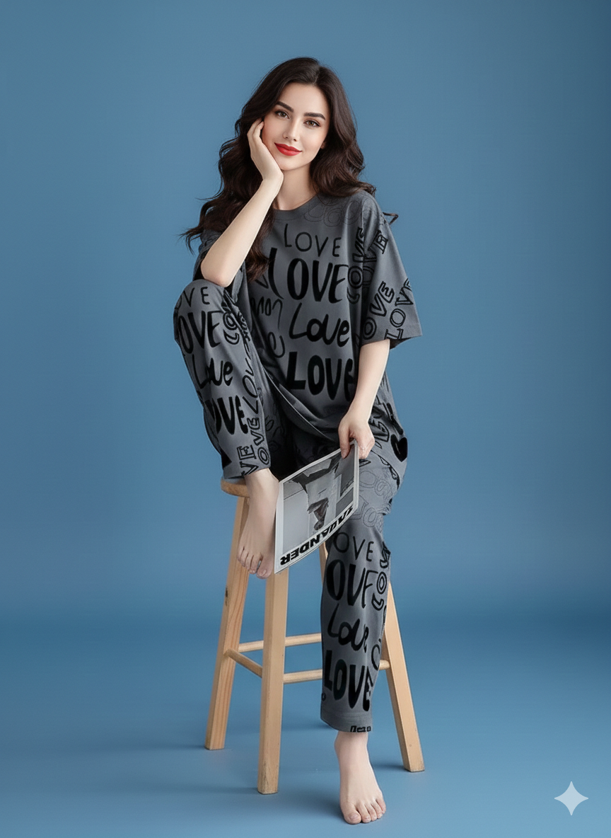 SR-DROP SHOULDER PJ SUIT - GREY