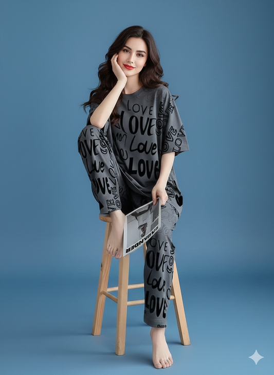 SR-DROP SHOULDER PJ SUIT - GREY