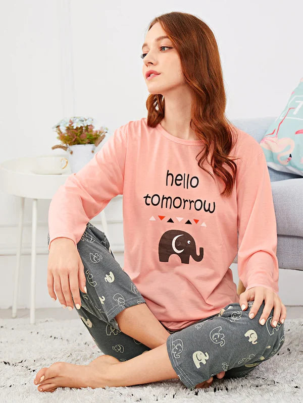 HN-HELLO TOMORROW PRINTED NIGHT SUIT