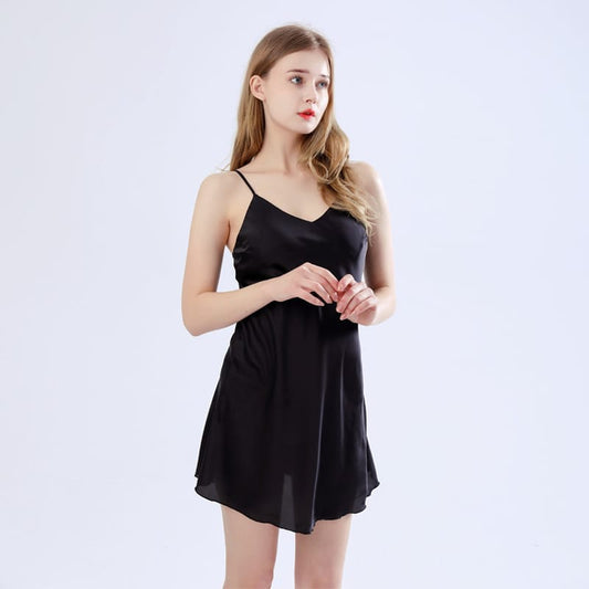 MALAI SILKY NIGHTGOWNS-BLACK