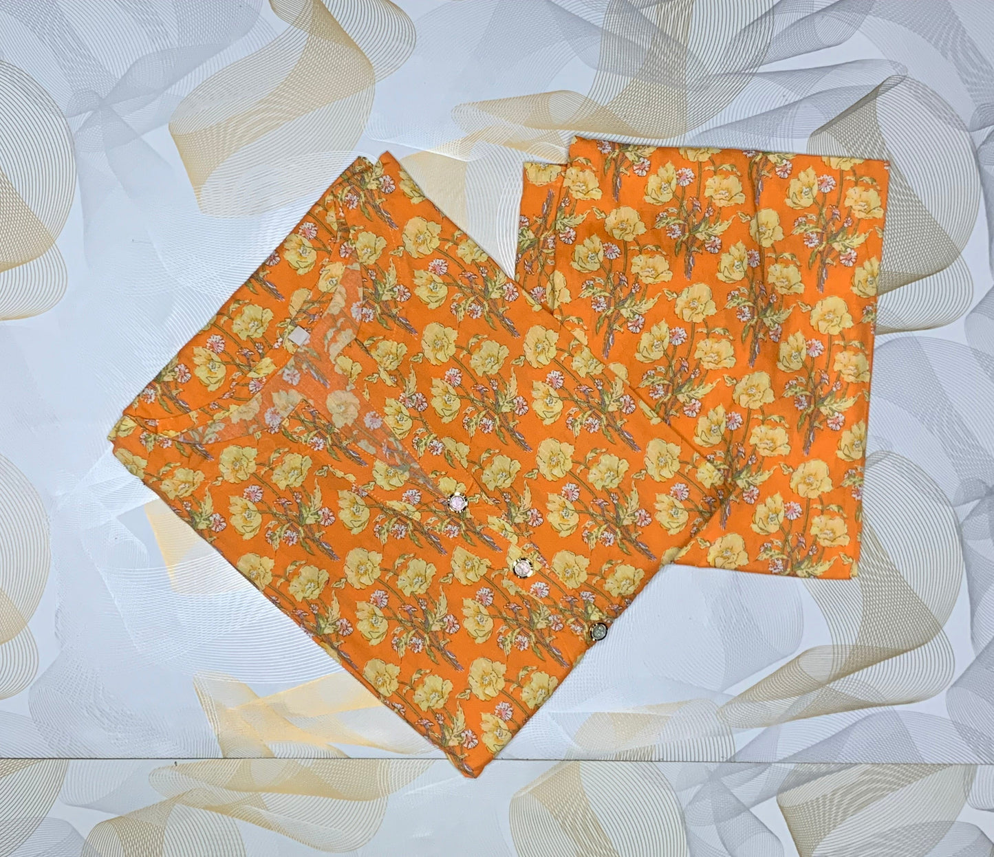 ORANGE FLOWER PRINT - 2 PIECE SUIT